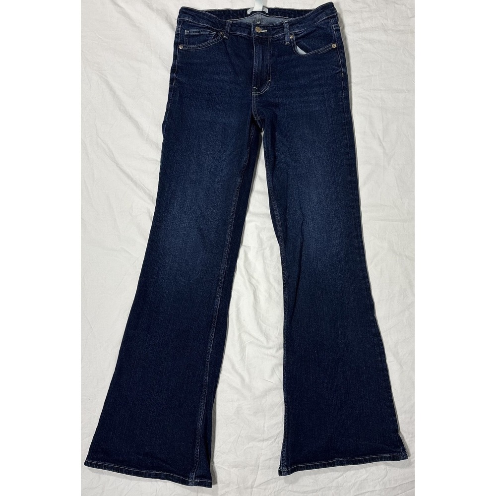H&M Womens Bootcut Jeans Blue Denim Whisker 5 Pocket Everyday Comfort Classic 8